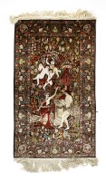 Lot 1019 - A Kirman pictorial silk rug