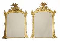 Lot 820 - A large pair of gilt overmantel mirrors