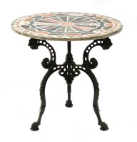 Lot 837 - A marble and cast iron centre table