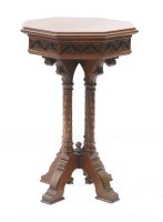 Lot 1034 - A Gothic oak plant table