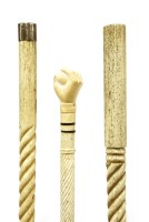 Lot 186 - Three marine ivory and whalebone walking sticks