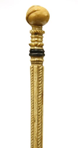 Lot 192 - A marine ivory and whalebone walking stick