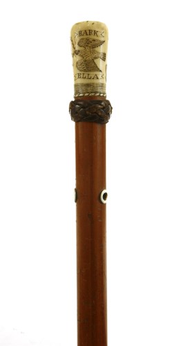 Lot 199 - A marine ivory and malacca walking stick