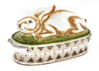 Lot 314 - A large French faience jugged hare tureen and cover