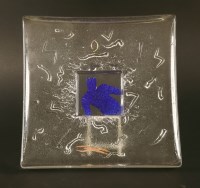 Lot 210 - A Swedish shallow glass slab ashtray