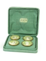 Lot 16A - Four cased painted miniature buttons of young maidens