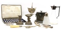 Lot 117 - Silver and silver plated items: claret jug