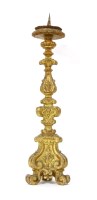 Lot 383 - A carved gilt wood pricket candlestick