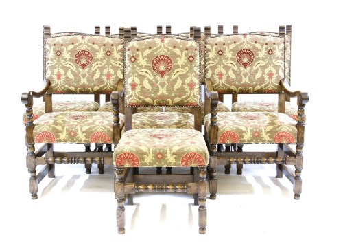Lot 638 - A set of eight Cromwellian style oak dining chairs