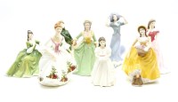 Lot 357 - Eight porcelain figures: four Royal Doulton