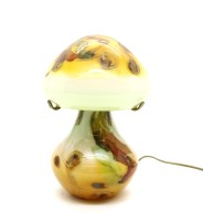 Lot 378 - French art glass table lamp and mushroom shade