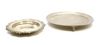 Lot 138 - A silver salver with circular dish top on ball and claw feet