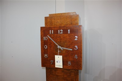 Lot 71 - An Art Deco fiddle oak Grandmother clock