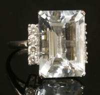 Lot 448 - An Italian white gold aquamarine and diamond ring