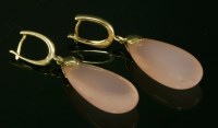 Lot 277 - A pair of Italian gold and stained chalcedony drop earrings