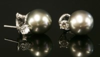 Lot 310 - A pair of Italian white gold Tahitian, cultured pearl and diamond earrings