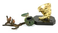 Lot 164 - An unusual cold painted spelter encrier in the form of a cabbage