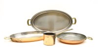 Lot 346 - Two oval and one circular copper and tin braising pans