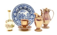 Lot 342 - A 19th century pink lustre tea service