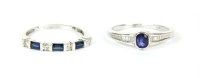 Lot 23 - A white gold single stone sapphire ring