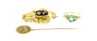 Lot 9 - A Victorian gold split pearl and turquoise 'forget-me-not' cluster ring