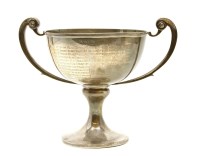 Lot 120 - A large silver two handled pedestal cup