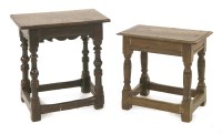 Lot 699 - Two oak joined stools