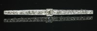 Lot 169 - An Art Deco white gold diamond set bar brooch