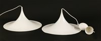 Lot 286 - A pair of white pendant lights
