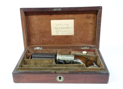 Lot 97 - A 19th century six shot pepper pot pistol by Charles Piper