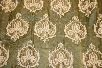 Lot 360 - A quantity of green and gold embroidered curtains