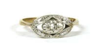 Lot 29 - An Art Deco single stone diamond oval plaque ring