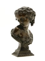 Lot 147 - A 19th century continental bronze bust of a maiden