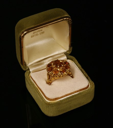 Lot 45 - A 9ct gold citrine cluster ring