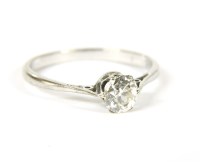 Lot 44 - A white 18ct gold single stone cushion cut diamond ring