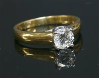 Lot 373 - A gold single stone diamond ring