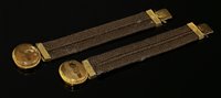 Lot 12 - A pair of Regency gold-mounted woven hair bracelets