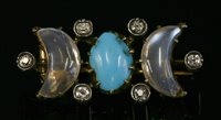 Lot 62 - A late Victorian turquoise, moonstone and diamond brooch