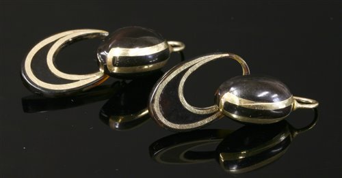 Lot 124 - A pair of Victorian piqué work drop earrings