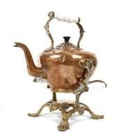 Lot 376 - A large Victorian copper kettle on stand