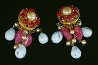 Lot 221 - A pair of Christian Dior simulated pearl and paste drop earrings, by Mitchel Maer