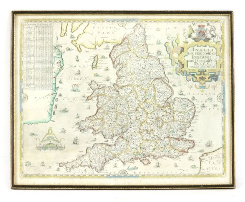 Lot 579 - A map of England after Christopher Saxton - 'Anglia the Kingdom of England and Principality of Wales'