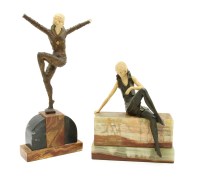 Lot 403 - Two Art Deco figures on marble bases