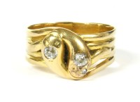 Lot 62 - An 18ct gold diamond set crossover snake ring
