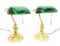 Lot 384 - A pair of brass bankers' lamps