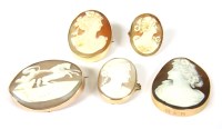 Lot 55 - Four assorted gold shell cameo brooches