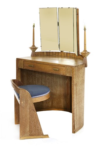 Lot 275 - An Art Deco limed oak dressing table and stool