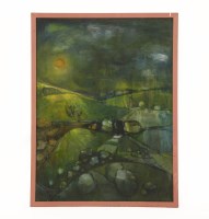 Lot 599 - Vivienne Foster
SUNLIGHT ON ANCIENT HILLS
oil on board
90 X 121cm