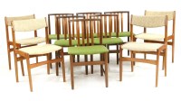 Lot 670 - A set of six Danish teak dining chairs