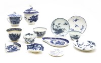 Lot 253 - A collection of 18th century English blue and white soft paste porcelain items